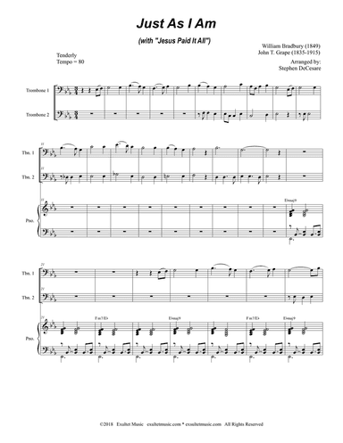 Just As I Am (with "Jesus Paid It All") (Trombone Duet)