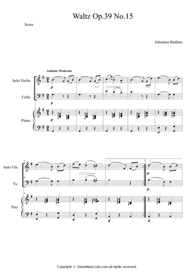 Waltz op.39 no.15 Easy Version in G