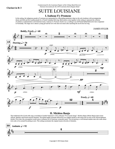 Suite Louisiane: 3rd B-flat Clarinet