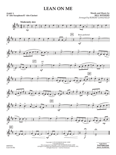 Lean on Me (arr. Robert Longfield) - Pt.3 - Eb Alto Sax/Alto Clar.