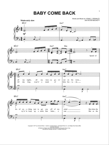 Baby Come Back