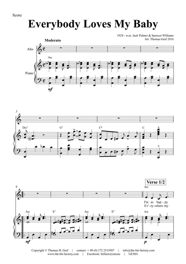Everybody Loves My Baby - Jazz Classic - C - Piano/Vocal/Chords