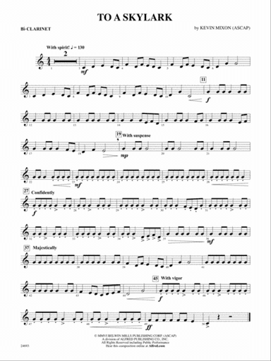 To a Skylark: 1st B-flat Clarinet