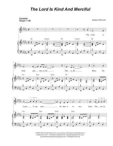 The Lord Is Kind And Merciful (Unison choir)