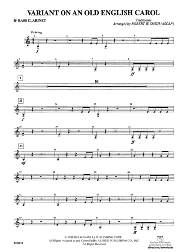 Variant on an Old English Carol: B-flat Bass Clarinet