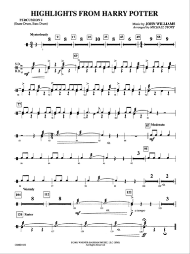 Harry Potter, Highlights from: 1st Percussion