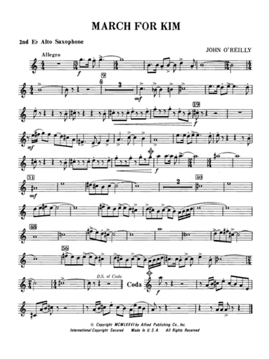 March for Kim: 2nd E-flat Alto Saxophone