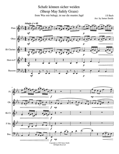 Schafe können sicher weiden (Sheep May Safely Graze) for Woodwind Quintet