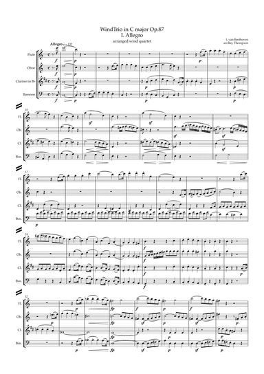 Beethoven: Wind Trio in C Major Op.87 Mvt.I Allegro - woodwind quartet