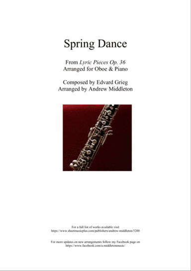 Spring Dance from Lyric Pieces op. 38 arranged for Oboe and Piano