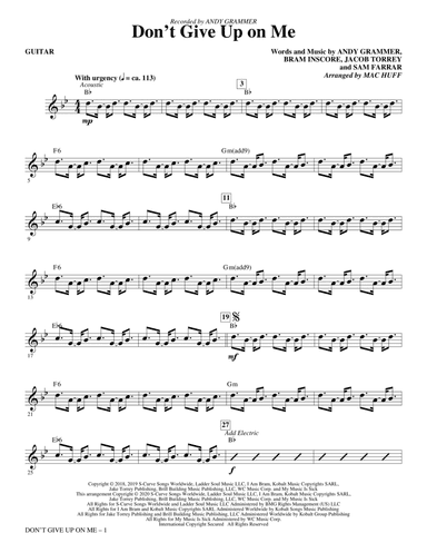 Don't Give Up On Me (arr. Mac Huff) - Guitar