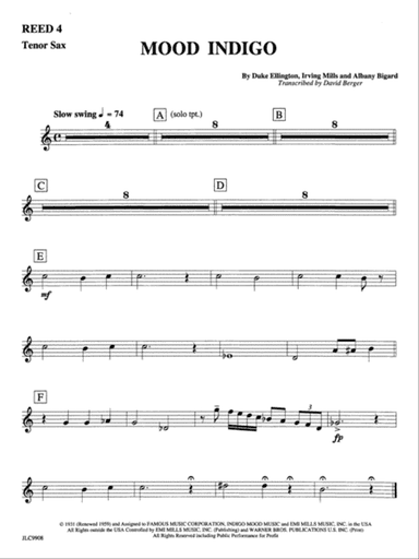 Mood Indigo: 2nd B-flat Tenor Saxophone