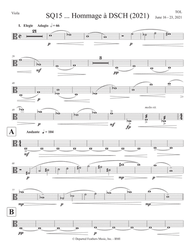 SQ15 ... Hommage à DSCH (2021) for string quartet, viola part