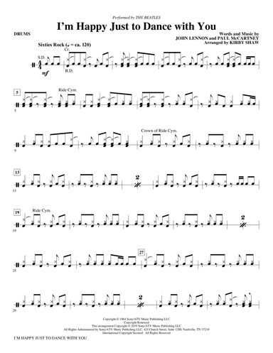 I'm Happy Just to Dance with You (arr. Kirby Shaw) - Drums