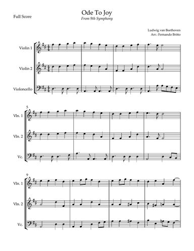 Ode To Joy Theme (from Beethoven's 9th Symphony) for String Trio