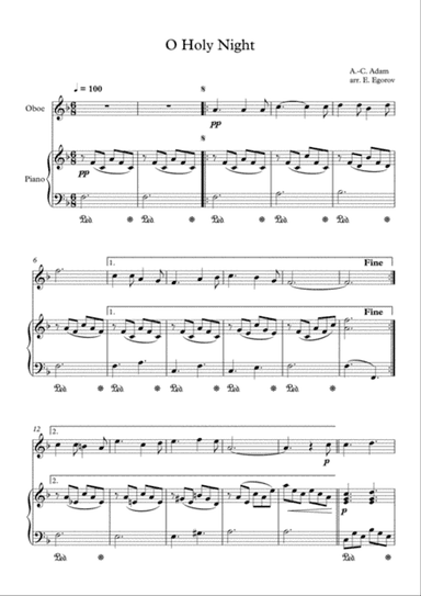 O Holy Night, Adolphe-Charles Adam, For Oboe & Piano