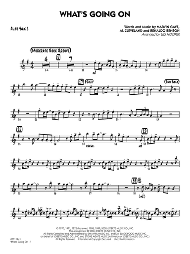 What's Going On (arr. Les Hooper) - Alto Sax 1
