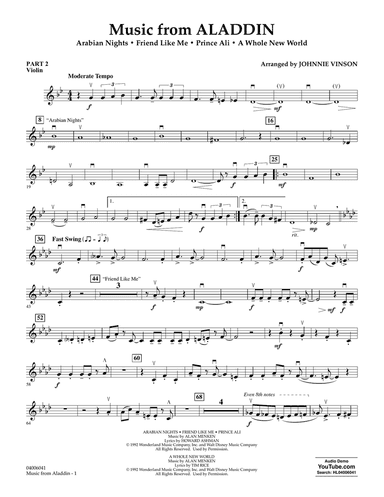 Music from Aladdin (arr. Johnnie Vinson) - Pt.2 - Violin
