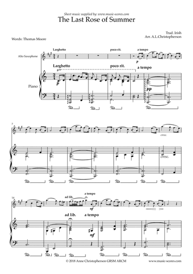 The Last Rose of Summer - Alto Sax and Piano