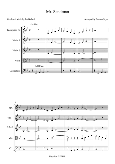 Mister Sandman - Score Only