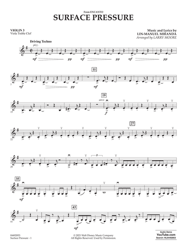 Surface Pressure (from Encanto) - Violin 3 (Viola Treble Clef)