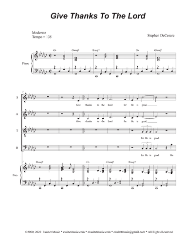 Give Thanks To The Lord (SATB)