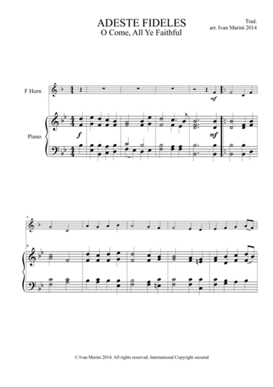 ADESTE FIDELES - O COME, ALL YE FAITHFUL - for Horn and Piano