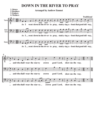 Down In The River To Pray A Cappella TBB