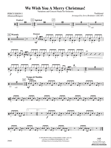 We Wish You a Merry Christmas: 1st Percussion