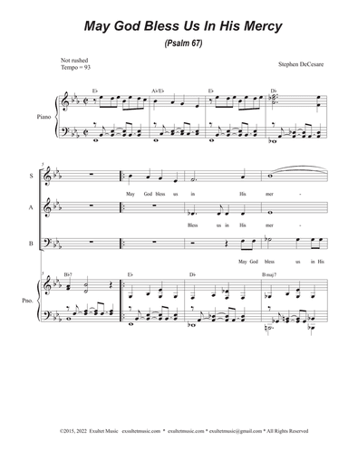May God Bless Us In His Mercy (Psalm 67) (Vocal Trio - (SAB)