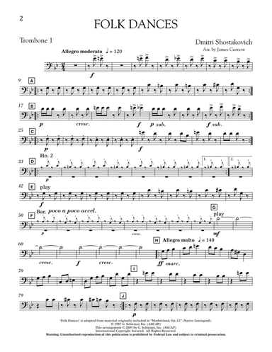 Folk Dances (arr. James Curnow) - Trombone 1