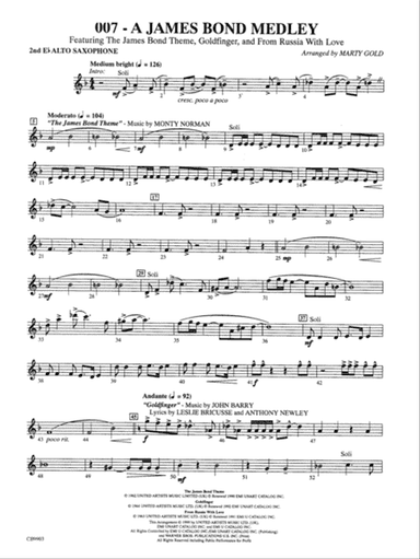 007 -- A James Bond Medley: 2nd E-flat Alto Saxophone