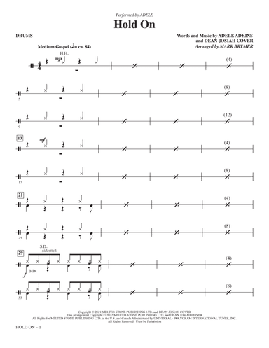 Hold On (arr. Mark Brymer) - Drums