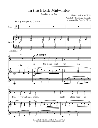 In the Bleak Midwinter - Bass Solo