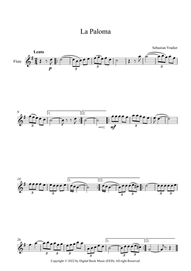 La Paloma - Sebastian Yradier (Flute)