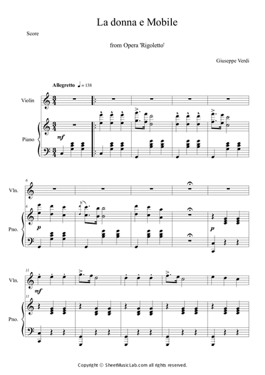 La donna e Mobile from Opera Rigoletto