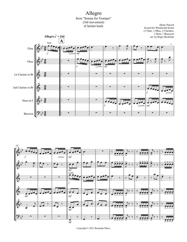 Allegro (from "Sonata for Trumpet") (Bb) (Woodwind Sextet - 1 Flute, 1 Oboe, 2 Clar, 1 Hrn, 1 Bassoo