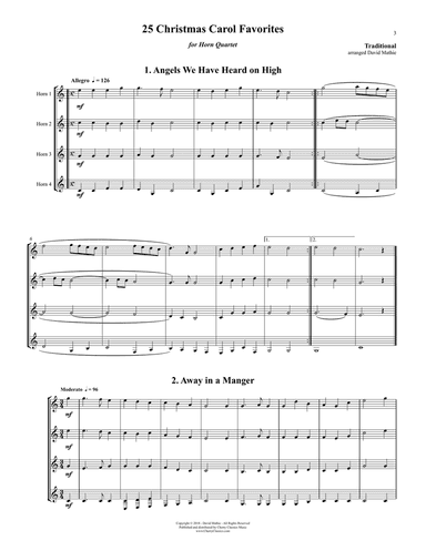 25 Traditional Carol Favorites for Horn Quartet