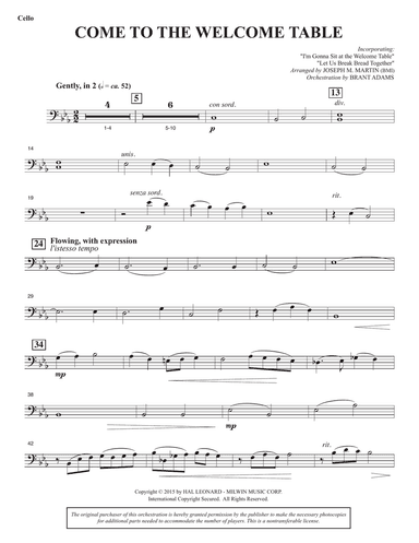 Come To The Welcome Table (Full Orchestra) - Cello