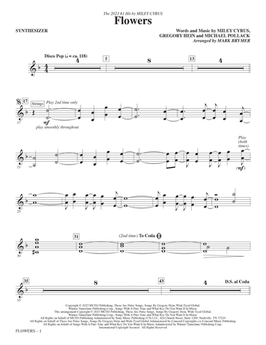 Flowers (arr. Mark Brymer) - Synthesizer
