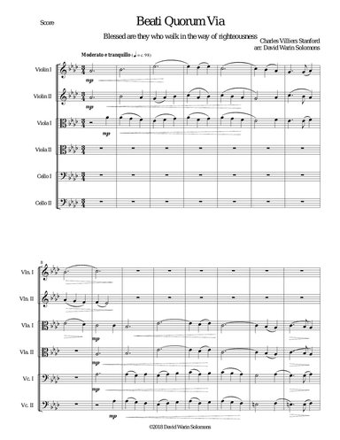 Beati Quorum Via (Blessed are they who walk in the way of righteousness) for string sextet