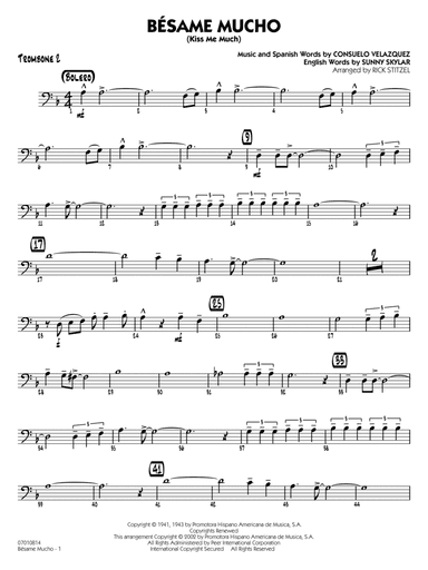 Bésame Mucho (Kiss Me Much) (arr. Rick Stitzel) - Trombone 2