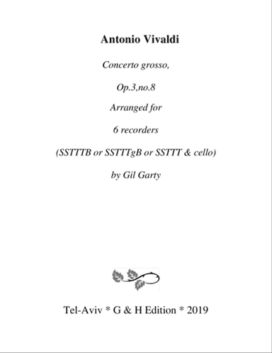 Concerto grosso, Op.3, no.8 (arrangement for 6 recorders)
