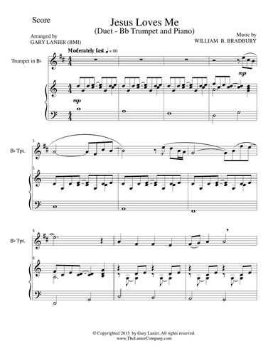 JESUS LOVES ME (Duet – Bb Trumpet and Piano/Score and Parts)
