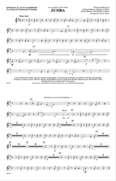 Zumba: Optional Alto Sax