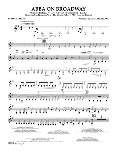ABBA on Broadway (arr. Michael Brown) - Bb Bass Clarinet