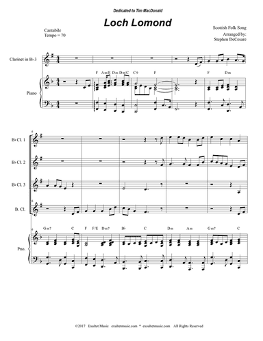 Loch Lomond (Clarinet Choir and Piano)