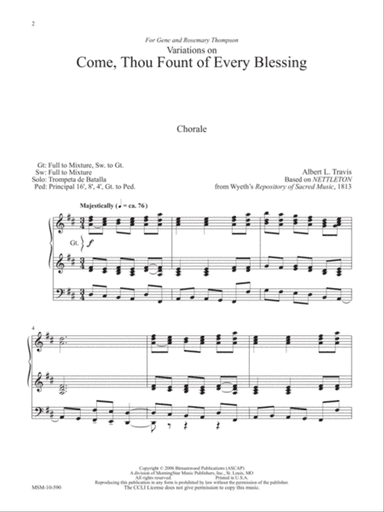 Come, Thou Fount of Every Blessing Organ Variations on Nettleton (Downloadable)