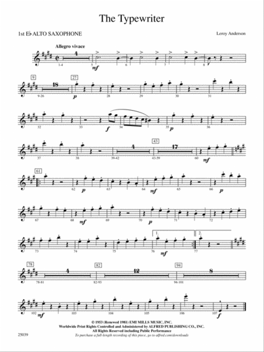 The Typewriter: E-flat Alto Saxophone
