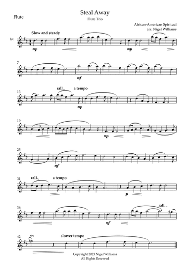 Steal Away, Flute Trio